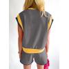 image:imageSHEWIN Women 2026 Color Block 2 Piece Short Sets Workout Tracksuit with Pockets TrendyD Dark Grey