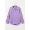 image:imageSHEWIN Women Oversized Sweatshirt Fall Pullover Button Up Sweatshirt Spring Comfort Soft Tops Lightweight Loose Long Sleeve Shirts 2025US 1618XLPurple