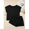 image:imageSHEWIN Womens 2 Piece Lounge Sets Crewneck Short Sleeve T Shirts and Drawstring Shorts Beach Vacation Outfits with PocketsBlack