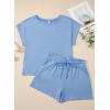 image:imageSHEWIN Womens 2 Piece Lounge Sets Crewneck Short Sleeve T Shirts and Drawstring Shorts Beach Vacation Outfits with PocketsBlue