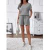 image:imageSHEWIN Womens 2 Piece Lounge Sets Crewneck Short Sleeve T Shirts and Drawstring Shorts Beach Vacation Outfits with PocketsGrey