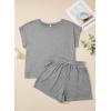image:imageSHEWIN Womens 2 Piece Lounge Sets Crewneck Short Sleeve T Shirts and Drawstring Shorts Beach Vacation Outfits with PocketsGrey