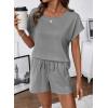 image:imageSHEWIN Womens 2 Piece Lounge Sets Crewneck Short Sleeve T Shirts and Drawstring Shorts Beach Vacation Outfits with PocketsGrey