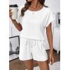 image:imageSHEWIN Womens 2 Piece Lounge Sets Crewneck Short Sleeve T Shirts and Drawstring Shorts Beach Vacation Outfits with PocketsWhite