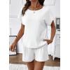 image:imageSHEWIN Womens 2 Piece Lounge Sets Crewneck Short Sleeve T Shirts and Drawstring Shorts Beach Vacation Outfits with PocketsWhite