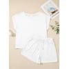 image:imageSHEWIN Womens 2 Piece Lounge Sets Crewneck Short Sleeve T Shirts and Drawstring Shorts Beach Vacation Outfits with PocketsWhite