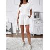 image:imageSHEWIN Womens 2 Piece Lounge Sets Crewneck Short Sleeve T Shirts and Drawstring Shorts Beach Vacation Outfits with PocketsWhite