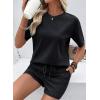 image:imageSHEWIN Womens 2 Piece Sets Short Sweat Matching Lounge Set Cotton Comfy Clothes Summer Outfits Airport LoungewearBlack