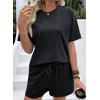 image:imageSHEWIN Womens 2 Piece Sets Short Sweat Matching Lounge Set Cotton Comfy Clothes Summer Outfits Airport LoungewearBlack