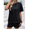 image:imageSHEWIN Womens 2 Piece Sets Short Sweat Matching Lounge Set Cotton Comfy Clothes Summer Outfits Airport LoungewearBlack