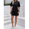 image:imageSHEWIN Womens 2 Piece Sets Short Sweat Matching Lounge Set Cotton Comfy Clothes Summer Outfits Airport LoungewearBlack