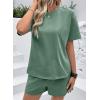 image:imageSHEWIN Womens 2 Piece Sets Short Sweat Matching Lounge Set Cotton Comfy Clothes Summer Outfits Airport LoungewearForest Green