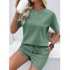 image:imageSHEWIN Womens 2 Piece Sets Short Sweat Matching Lounge Set Cotton Comfy Clothes Summer Outfits Airport LoungewearForest Green
