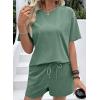 image:imageSHEWIN Womens 2 Piece Sets Short Sweat Matching Lounge Set Cotton Comfy Clothes Summer Outfits Airport LoungewearForest Green