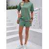 image:imageSHEWIN Womens 2 Piece Sets Short Sweat Matching Lounge Set Cotton Comfy Clothes Summer Outfits Airport LoungewearForest Green