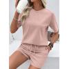 image:imageSHEWIN Womens 2 Piece Sets Short Sweat Matching Lounge Set Cotton Comfy Clothes Summer Outfits Airport LoungewearKhaki
