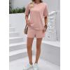image:imageSHEWIN Womens 2 Piece Sets Short Sweat Matching Lounge Set Cotton Comfy Clothes Summer Outfits Airport LoungewearKhaki