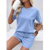 image:imageSHEWIN Womens 2 Piece Sets Short Sweat Matching Lounge Set Cotton Comfy Clothes Summer Outfits Airport LoungewearLight Blue