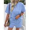 image:imageSHEWIN Womens 2 Piece Sets Short Sweat Matching Lounge Set Cotton Comfy Clothes Summer Outfits Airport LoungewearLight Blue