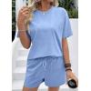 image:imageSHEWIN Womens 2 Piece Sets Short Sweat Matching Lounge Set Cotton Comfy Clothes Summer Outfits Airport LoungewearLight Blue