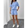 image:imageSHEWIN Womens 2 Piece Sets Short Sweat Matching Lounge Set Cotton Comfy Clothes Summer Outfits Airport LoungewearLight Blue
