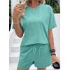 image:imageSHEWIN Womens 2 Piece Sets Short Sweat Matching Lounge Set Cotton Comfy Clothes Summer Outfits Airport LoungewearLight Green