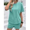 image:imageSHEWIN Womens 2 Piece Sets Short Sweat Matching Lounge Set Cotton Comfy Clothes Summer Outfits Airport LoungewearLight Green