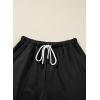 image:imageSHEWIN Womens 2 Piece Short Sets V Neck Short Sleeve TShirts and Drawstring Shorts Beach Vacation Outfits with PocketsBlack
