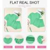 image:imageSHEWIN Womens 2 Piece Short Sets V Neck Short Sleeve TShirts and Drawstring Shorts Beach Vacation Outfits with PocketsGreen