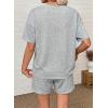 image:imageSHEWIN Womens 2 Piece Short Sets V Neck Short Sleeve TShirts and Drawstring Shorts Beach Vacation Outfits with PocketsGrey
