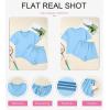 image:imageSHEWIN Womens 2 Piece Short Sets V Neck Short Sleeve TShirts and Drawstring Shorts Beach Vacation Outfits with PocketsLight Blue