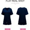 image:imageSHEWIN Womens 2 Piece Short Sets V Neck Short Sleeve TShirts and Drawstring Shorts Beach Vacation Outfits with PocketsNavy Blue