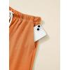 image:imageSHEWIN Womens 2 Piece Short Sets V Neck Short Sleeve TShirts and Drawstring Shorts Beach Vacation Outfits with PocketsOrange