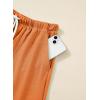 image:imageSHEWIN Womens 2 Piece Short Sets V Neck Short Sleeve TShirts and Drawstring Shorts Beach Vacation Outfits with PocketsOrange
