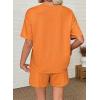 image:imageSHEWIN Womens 2 Piece Short Sets V Neck Short Sleeve TShirts and Drawstring Shorts Beach Vacation Outfits with PocketsOrange