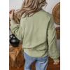 image:imageSHEWIN Womens Casual Long Sleeve Sweatshirt Lightweight Button Drawstring Pullover TopsGreen