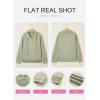 image:imageSHEWIN Womens Casual Long Sleeve Sweatshirt Lightweight Button Drawstring Pullover TopsGreen