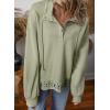 image:imageSHEWIN Womens Casual Long Sleeve Sweatshirt Lightweight Button Drawstring Pullover TopsGreen