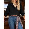 image:imageSHEWIN Womens Fall Fashion 2025 V Neck Waffle Knit Long Sleeve Shirts for Women Pullover TopsBlack
