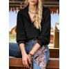 image:imageSHEWIN Womens Fall Fashion 2025 V Neck Waffle Knit Long Sleeve Shirts for Women Pullover TopsBlack
