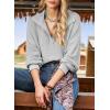 image:imageSHEWIN Womens Fall Fashion 2025 V Neck Waffle Knit Long Sleeve Shirts for Women Pullover TopsGray