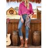 image:imageSHEWIN Womens Fall Fashion 2025 V Neck Waffle Knit Long Sleeve Shirts for Women Pullover TopsRose Red