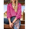 image:imageSHEWIN Womens Fall Fashion 2025 V Neck Waffle Knit Long Sleeve Shirts for Women Pullover TopsRose Red