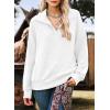 image:imageSHEWIN Womens Fall Fashion 2025 V Neck Waffle Knit Long Sleeve Shirts for Women Pullover TopsWhite