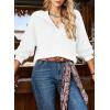 image:imageSHEWIN Womens Fall Fashion 2025 V Neck Waffle Knit Long Sleeve Shirts for Women Pullover TopsWhite