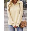 image:imageSHEWIN Womens Half Zip Sweatshirt Fall Loose High Neck Pullover TopsBeige