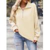 image:imageSHEWIN Womens Half Zip Sweatshirt Fall Loose High Neck Pullover TopsBeige