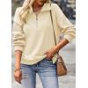 image:imageSHEWIN Womens Half Zip Sweatshirt Fall Loose High Neck Pullover TopsBeige