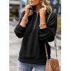 image:imageSHEWIN Womens Half Zip Sweatshirt Fall Loose High Neck Pullover TopsBlack