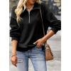 image:imageSHEWIN Womens Half Zip Sweatshirt Fall Loose High Neck Pullover TopsBlack